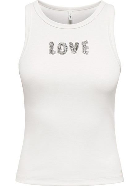 ONLY ONLIRIS TANK TOP BOX JRS 15384402-Cloud DancerSilver love OffWhite