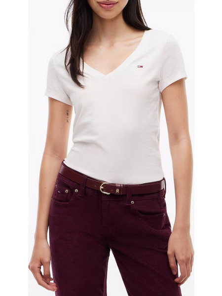 TOMMY JEANS TJW V-NECK TEE DW0DW20458-YBH OffWhite