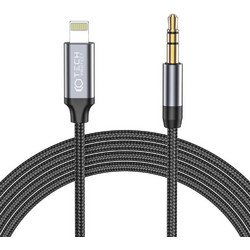 Techsuit - Προσαρμογέας καλωδίου Premium NexaSound 1.5m - Lightning to Jack 3,5 mm πλεγμένο νάιλον + κράμα αλουμινίου - γκρι