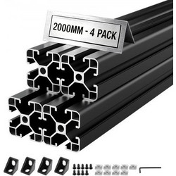 VEVOR 4PCS 4040 Aluminum Extrusion Profile, 78.74 Inch 2000 mm, T Slot European Standard Anodized Linear Rail, High-Strength Extruded Aluminum Rail, for 3D Printer Parts and CNC DIY Workbench, Black