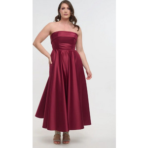 For You Fashion Σατέν Midi Φόρεμα Strapless Σε Άλφα Γραμμή Μπορντό For You Fashion Σατέν Midi Φόρεμα Strapless Σε Άλφα Γραμμή Μπορντό