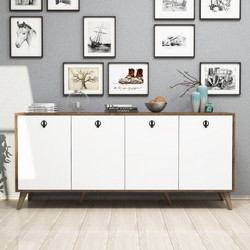 Console Elite 1612 Walnut, White Melamine Coated Particle Board