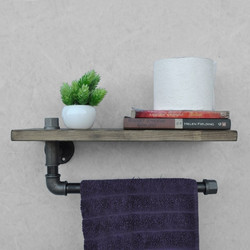 Pipe Shelf Boruraf035 Black, Walnut 40x14x16 cm