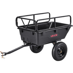 VEVOR Ρυμουλκούμενο Κήπου, 10 Cu. Ft 227 kg, Ρυμουλκούμενο Μεταφοράς για ATV UTV, Πλαστική Ανατρεπόμενη Καρότσα με Ελαστικά 16" Χειροκίνητη ή με Πεντάλ, Βαρέως Τύπου Ρυμουλκούμενο για Τρακτέρ Χλοοκοπτ