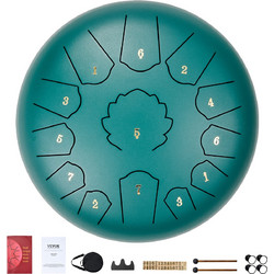 VEVOR Ατσάλινο Tongue Drum, 12 ιντσών & 13 Νότες, Steel Drum σε Ντο Μείζονα (C Major) για Κήπο, με 2 Μπαγκέτες & Τσάντα Μεταφοράς, Κρουστό Όργανο για Διαλογισμό Μουσική Εκπαίδευση Γιόγκα, Πράσινο GSGG