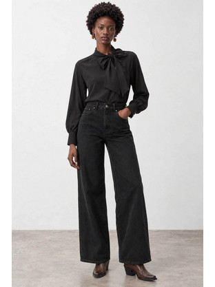 Bill Cost Ψηλόμεσο Γυναικείο Τζιν Παντελόνι Wide Leg Μαύρο 10-200204-0