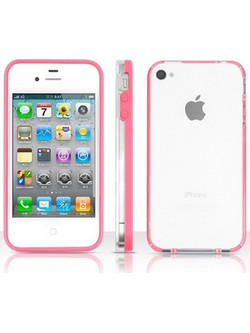 Vser Protective Bumper Frame Case - Θήκη Πλαισίου για iPhone 4G / 4Gs / CDMA - Ροζ / Διαφανής