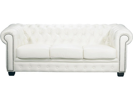 Woodwell Chesterfield 689 Τριθέσιος Καναπές Δερμάτινος Λευκός 201x92x72cm Ε9574,31