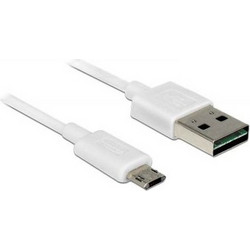 DELOCK 84808 USB A 2.0 CABLE MALE TO MICRO USB B MALE CABLE WHITE 2m DUAL EASY USB