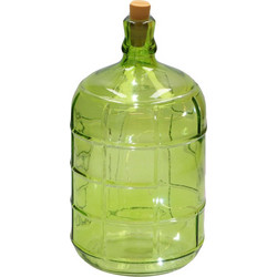 Arti Casa Γυάλινο Διακοσμητικό Φωτιστικό σε σχήμα Μπουκαλιού 15x29cm με Πώμα και 6 LED φωτάκια, 02348 Χρώμα Λαχανί - Arti Casa