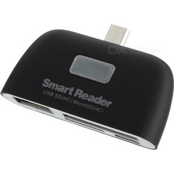 OTG Smart Reader / SDHC / MS / MMC / M2 / TF / U Flash Disk - Black