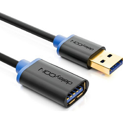 deleyCON USB 3.0 Super Speed Extension Cable - USB A Plug to USB A Socket Backwards Compatible - 3m