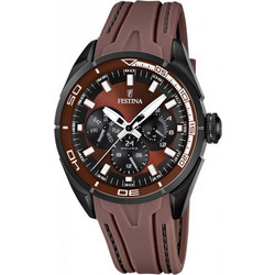 Festina Ανδρικό Ρολόι Χρονογράφος με Καφέ Καουτσούκ Λουράκι F16610/2