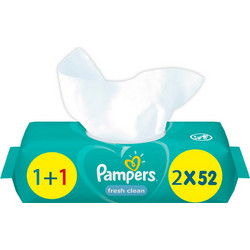Pampers Fresh Clean Μωρομάντηλα Χωρίς Οινόπνευμα & Parabens 2x52τμχ