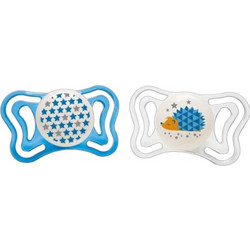 Chicco PhysioForma Light Ανατομικές Ορθοδοντικές Πιπίλες Σιλικόνης Νυκτός 16-36m Σκαντζόχοιρος Αστεράκια Μπλε 2τμχ
