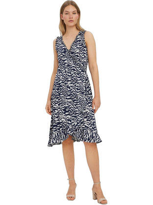 Vero Moda Midi Καλοκαιρινό Βραδινό Φόρεμα Λευκό Navy Μπλε 10266352