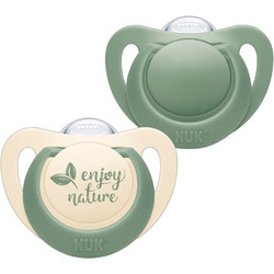 Nuk For Nature Ανατομικές Ορθοδοντικές Πιπίλες Σιλικόνης 18-36m Πράσινο Λευκό 2τμχ