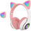 AKZ-022 Ασύρματα Bluetooth Ενσύρματα Παιδικά Ακουστικά Over Ear Λευκά Ροζ