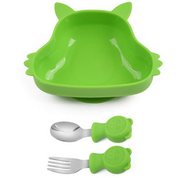 QueenMother Βρεφικό Σετ Φαγητού Σιλικόνης Σκιουράκι Bright Green 3τμχ JRF8510