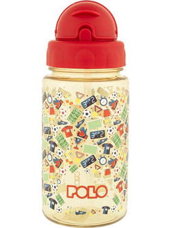 Polo Football Παιδικό Μπουκάλι Πλαστικό BPA Free με Καλαμάκι Μπεζ Κόκκινο 450ml