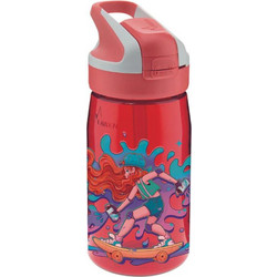 Laken Tritan Skate Παιδικό Μπουκάλι Πλαστικό BPA Free με Καλαμάκι Κόκκινο 450ml