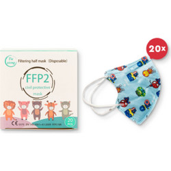 Tiexiong FFP2 Filtering Half Mask Παιδική Γαλάζια με Ήρωες 20τμχ