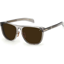David Beckham 7064FS Ανδρικά Γυαλιά Ηλίου Τετράγωνα Κοκάλινα Διαφανή με Μαύρο Polarized Φακό