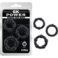 Chisa Novelties GK Power Beaded Cock Rings Σετ Ελαστικά Δαχτυλίδια Πέους Σιλικόνης Μαύρα 3τμχ