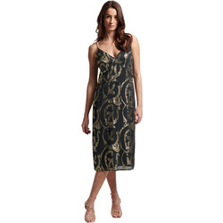 Superdry Midi Καλοκαιρινό Βραδινό Φόρεμα Μαύρο W8011477A-1DM