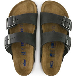 Birkenstock Arizona Soft Footbed Δερμάτινα Ανδρικά Σανδάλια Ανατομικά Μαύρα 752481