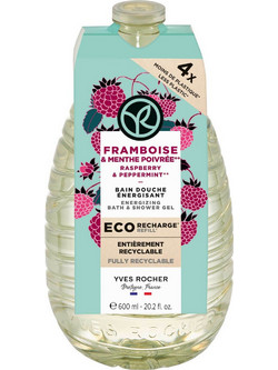Yves Rocher Raspberry & Peppermint Energizing Αφρόλουτρο σε Gel Refill 600ml