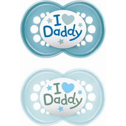 Mam I Love Daddy Ανατομικές Ορθοδοντικές Πιπίλες Σιλικόνης 16m+ Μπλε Γαλάζιο 2τμχ
