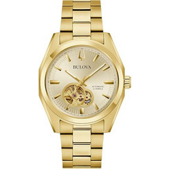 Bulova Surveyor Ανδρικό Ρολόι Αυτόματο με Χρυσό Μεταλλικό Μπρασελέ 97A182