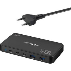 Blitzwolf Βάση Φόρτισης με 2 Θύρες USB-A & 3 Θύρες USB-C 120W Quick Charge 3.0 & Power Delivery BW-I100 Black