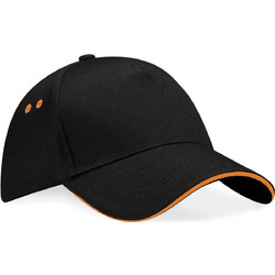 Beechfield Ανδρικό Καπέλο Jockey Υφασμάτινο Μαύρο Πορτοκαλί B15c
