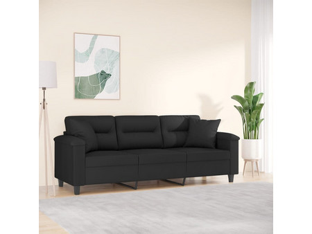 vidaXL Τριθέσιος Καναπές Microfiber Μαύρος 210x77x80cm 3200980