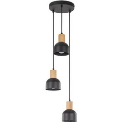 TK Lighting Cairo Κρεμαστό Φωτιστικό Οροφής Τρίφωτο E27 Μαύρο 4895
