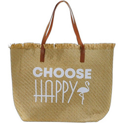 Choose Happy Υφασμάτινη Τσάντα Θαλάσσης Ώμου Αδιάβροχη Εκρού 0623068