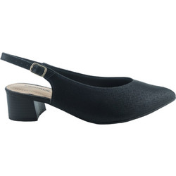 Piccadilly Ανατομικές Γόβες Slingback Δερμάτινες με Χοντρό Χαμηλό Τακούνι Μαύρες 779-24105-28