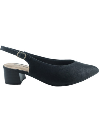 Piccadilly Ανατομικές Γόβες Slingback Δερμάτινες με Χοντρό Χαμηλό Τακούνι Μαύρες 779-24105-28