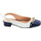 Blondie Γόβες Slingback Δερμάτινες με Χοντρό Χαμηλό Τακούνι Λευκές Navy Μπλε 2280