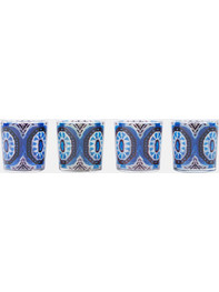 Les Ottomans Σετ Ποτήρια Νερού Γυάλινα Ikat Blue Μπλε Λευκά 4τμχ 58366