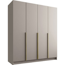 PoliHome Τετράφυλλη Ντουλάπα Ρούχων Santi Γκρι 200x58x215cm 162786049