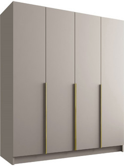 PoliHome Τετράφυλλη Ντουλάπα Ρούχων Santi Γκρι 200x58x215cm 162786049