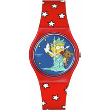 Swatch The Simpsons Γυναικείο Ρολόι με Κόκκινο Καουτσούκ Λουράκι SO28Z120