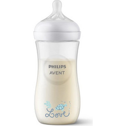 Philips Avent Natural Response Πλαστικό Μπιμπερό με Θηλή Σιλικόνης κατά των Κολικών 3+ Μηνών Transparent Love 330ml