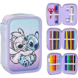Cerda Disney Stitch Κασετίνα με 3 Θήκες Λιλά 2700001153