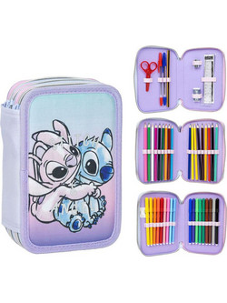 Cerda Disney Stitch Κασετίνα με 3 Θήκες Λιλά 2700001153