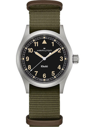 Hamilton Khaki Field Ανδρικό Ρολόι με Χακί Υφασμάτινο Λουράκι H69401930
