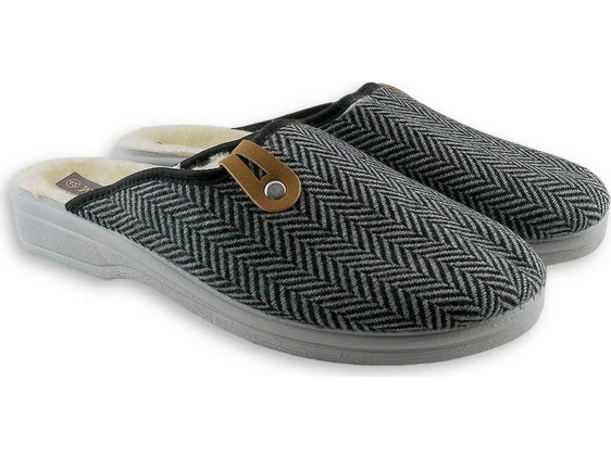 Love4shoes Χειμερινές Ανδρικές Παντόφλες Ανθρακί 302-0014